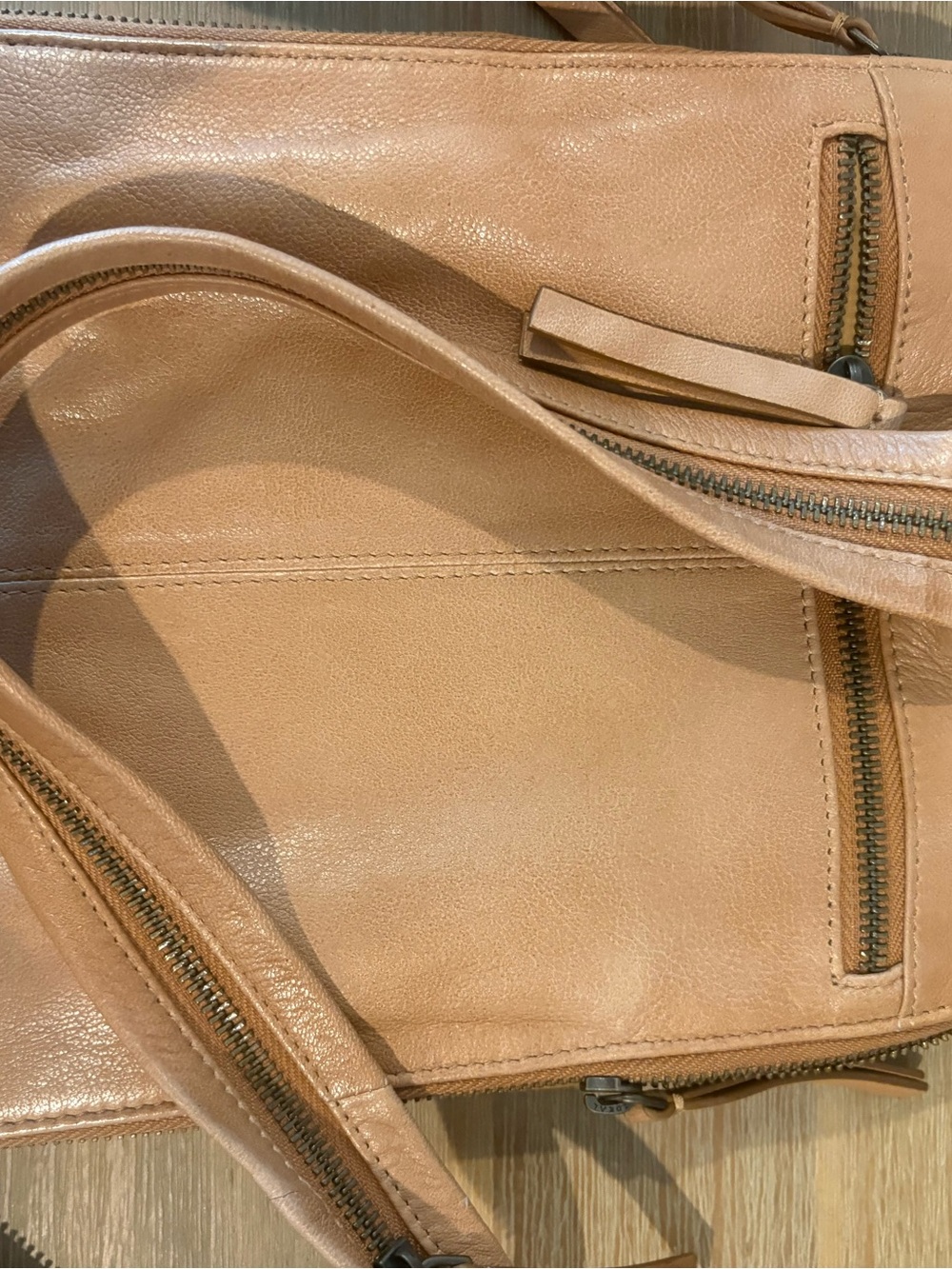Free People Embossed Sun Motif Tan Leather Crossbody/Mini Backpack Bag - Picture 2 of 3